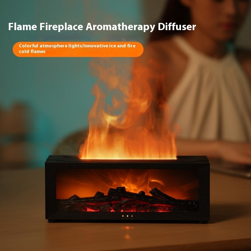 3D Flame Aromatherapy Diffuser – Large Mist Output | Essential Oil Humidifier with Colorful LED Fire Effect