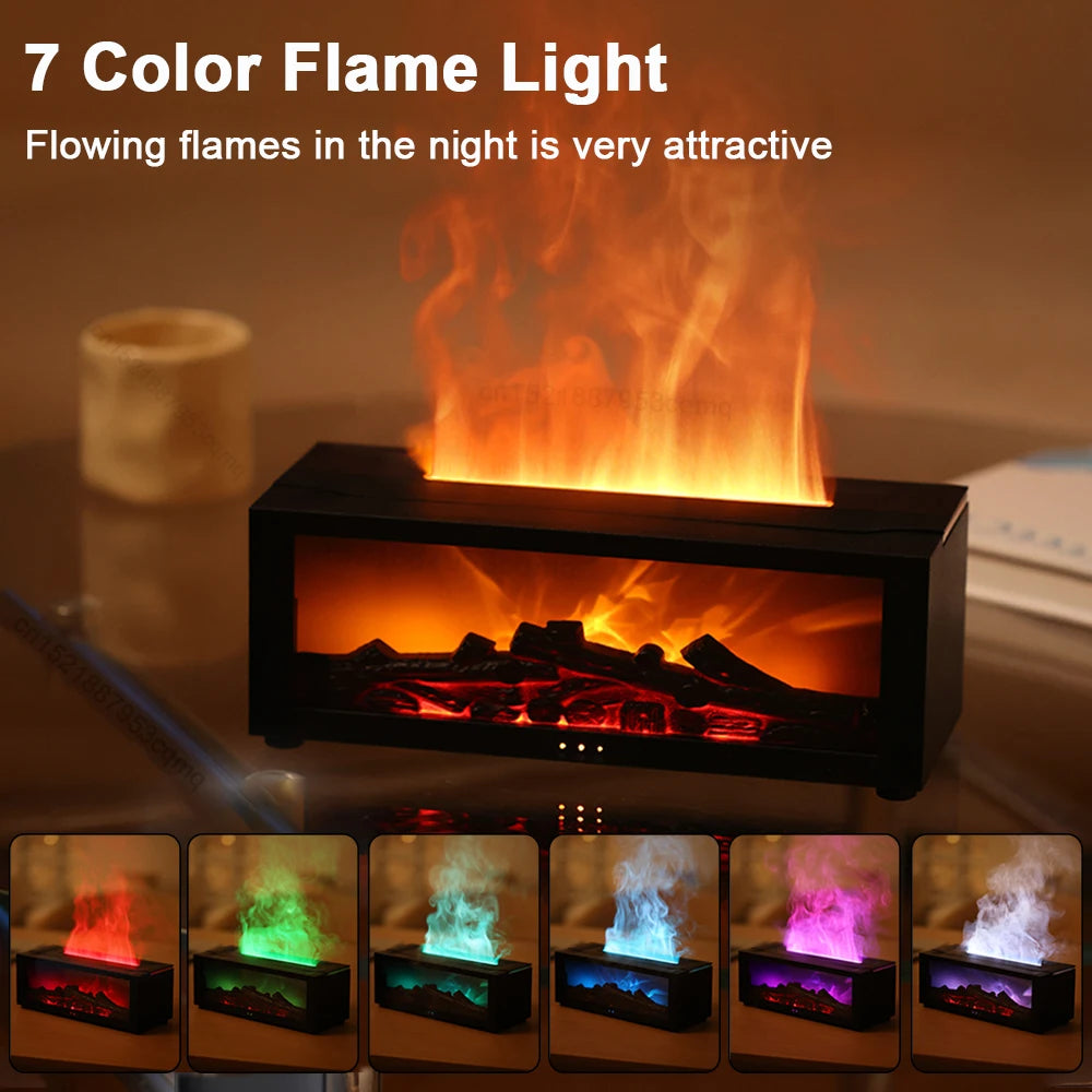 3D Flame Aromatherapy Diffuser – Large Mist Output | Essential Oil Humidifier with Colorful LED Fire Effect
