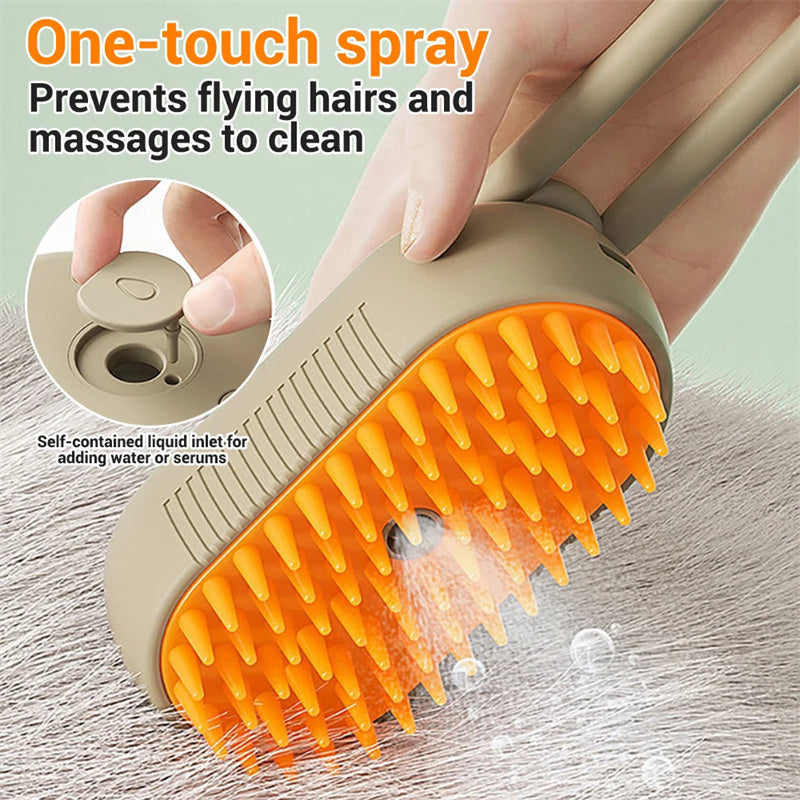 3-in-1 Steamy Pet Grooming Brush – Electric Spray Cat & Dog Comb for De-Shedding, Detangling & Massage