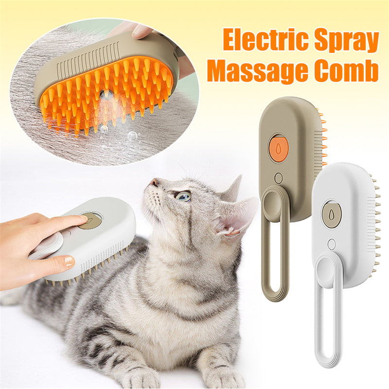 3-in-1 Steamy Pet Grooming Brush – Electric Spray Cat & Dog Comb for De-Shedding, Detangling & Massage