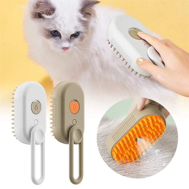 3-in-1 Steamy Pet Grooming Brush – Electric Spray Cat & Dog Comb for De-Shedding, Detangling & Massage