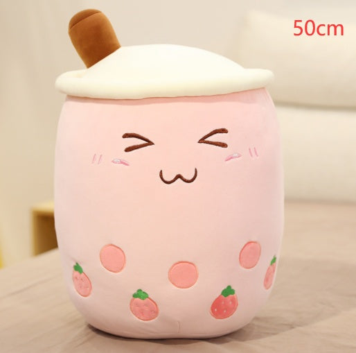 Melixy Boba Buddy Plush – Strawberry Milk Cup