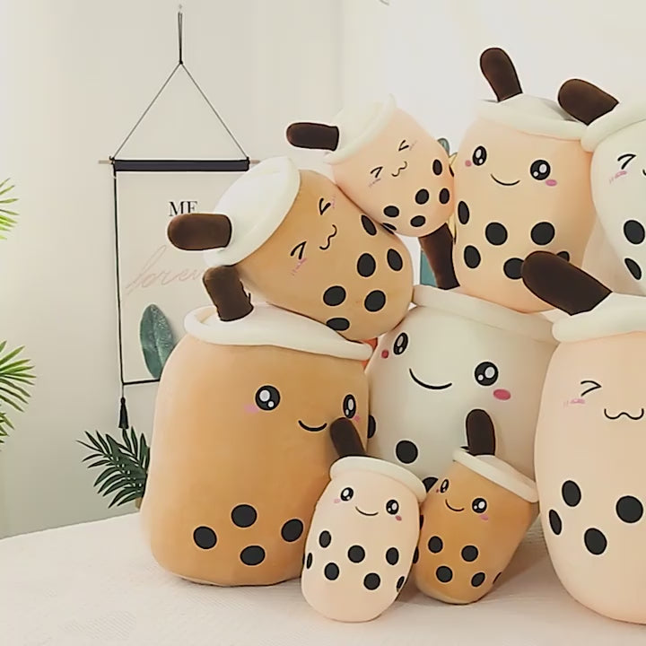 Melixy Boba Buddy Plush – Strawberry Milk Cup